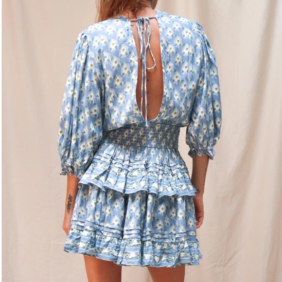 Jen’s Pirate Booty Women Medium Blue Floral Daydream Petit Mini Dress - Picture 3 of 16